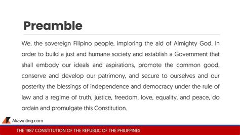 liham na humihingi ng tulong sa gobyerno|Preamble to the 1987 Constitution .